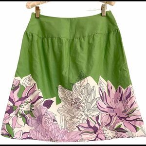 LOFT Floral Full Skirt Purple Green Cotton 2P